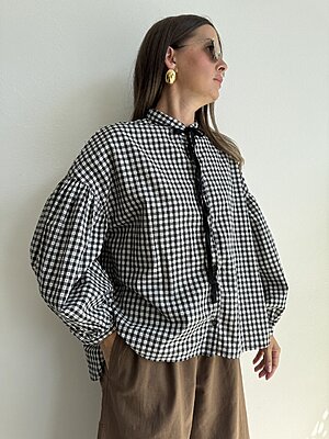 Camicia vichy fiocco colletto