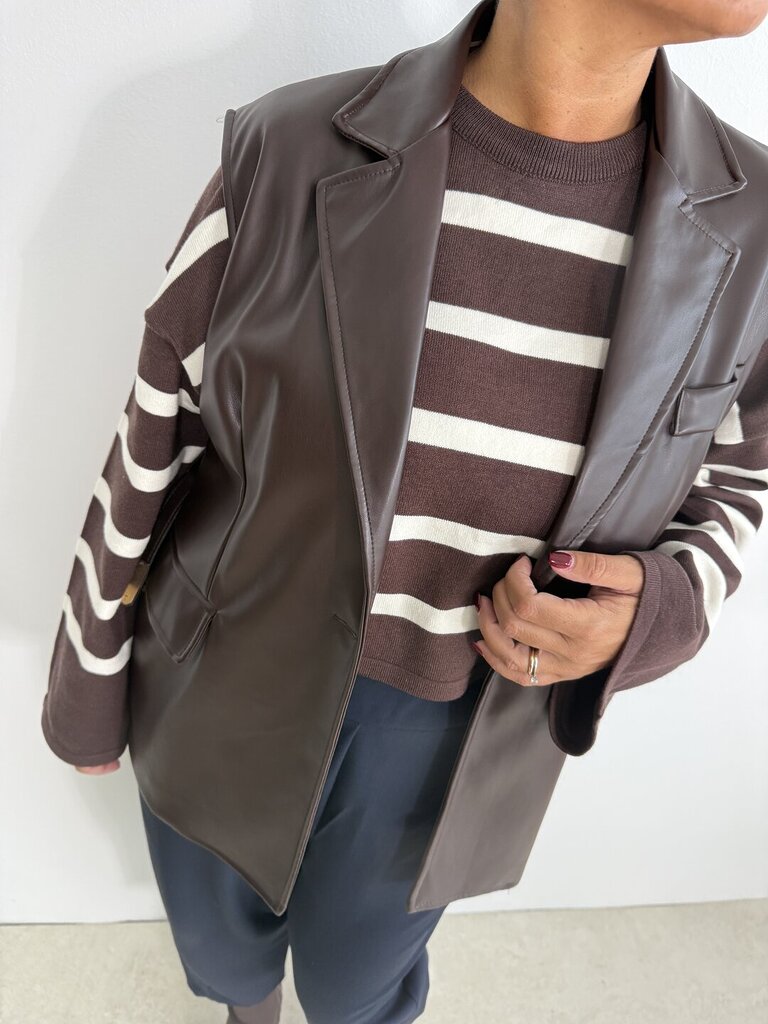 Gilet ecopelle cintura BIRKIN - cioccolato 