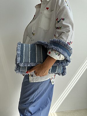 Bag denim frangetta
