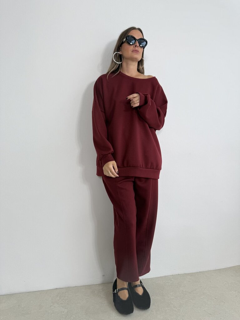 Set panta felpa STARS - Rosso Carminio 