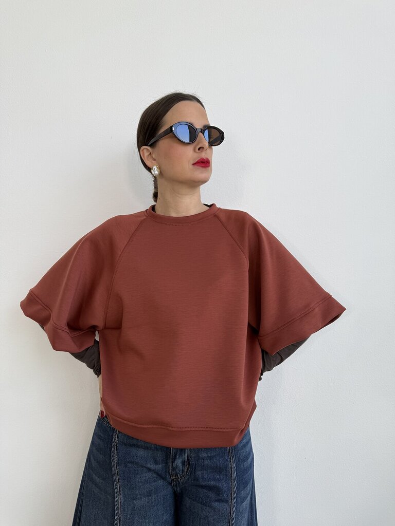 Felpa box m/c Milano - mattone 