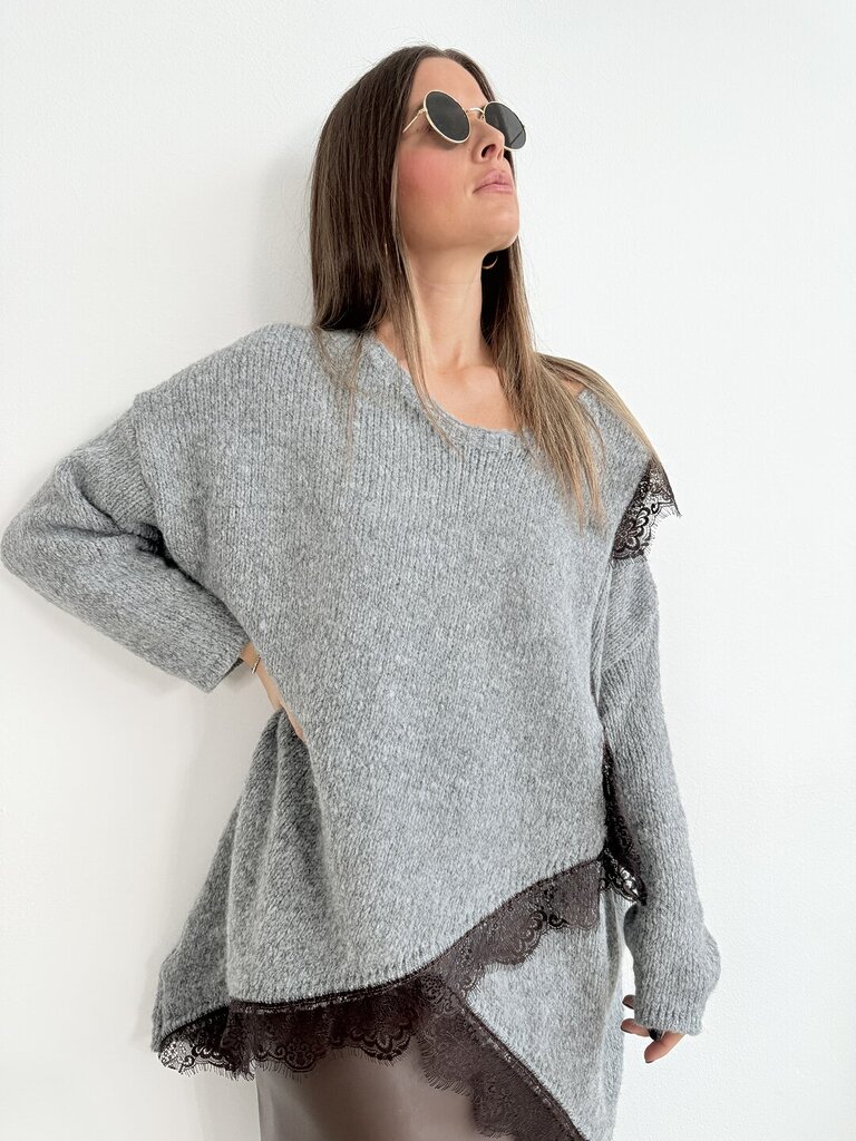 Pull open pizzo - Grigio 