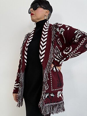 Cardigan Palme Frange