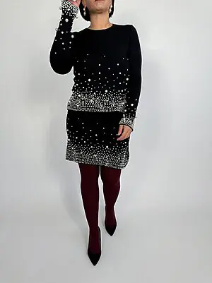 Gonna in maglia perle