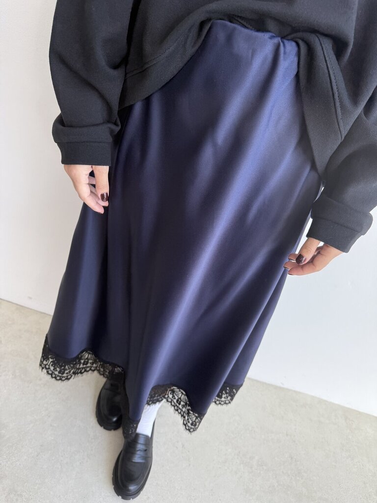 Longuette pizzo satin + 𝚌𝚘𝚕𝚘𝚛𝚒 - Blu 