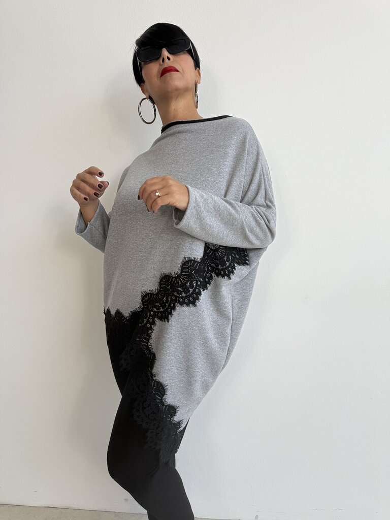 Felpa pizzo - Grigio 