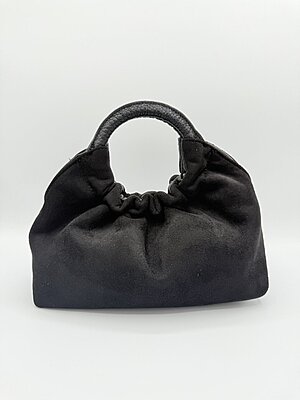 Bag suede manico arricciato nero