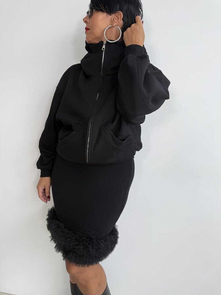 Felpa zip cappuccio UP - Nero 