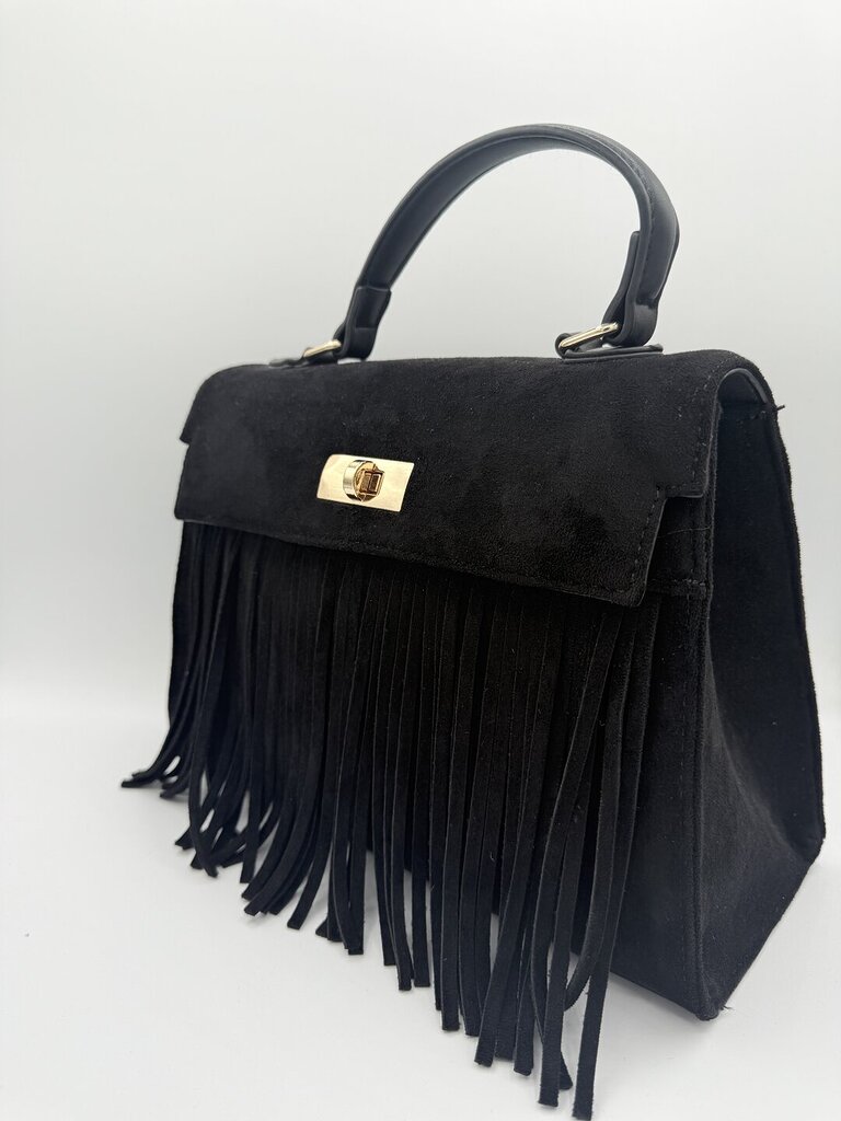 Bag frangette suede nero 