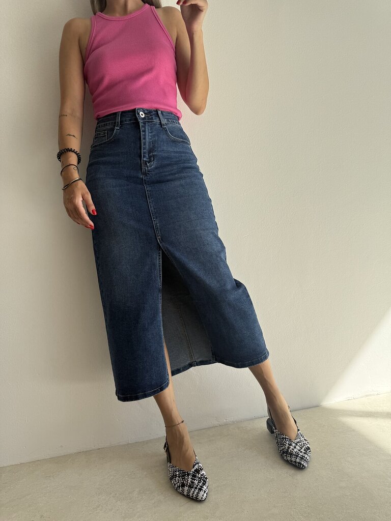 Gonna midi denim spacco 