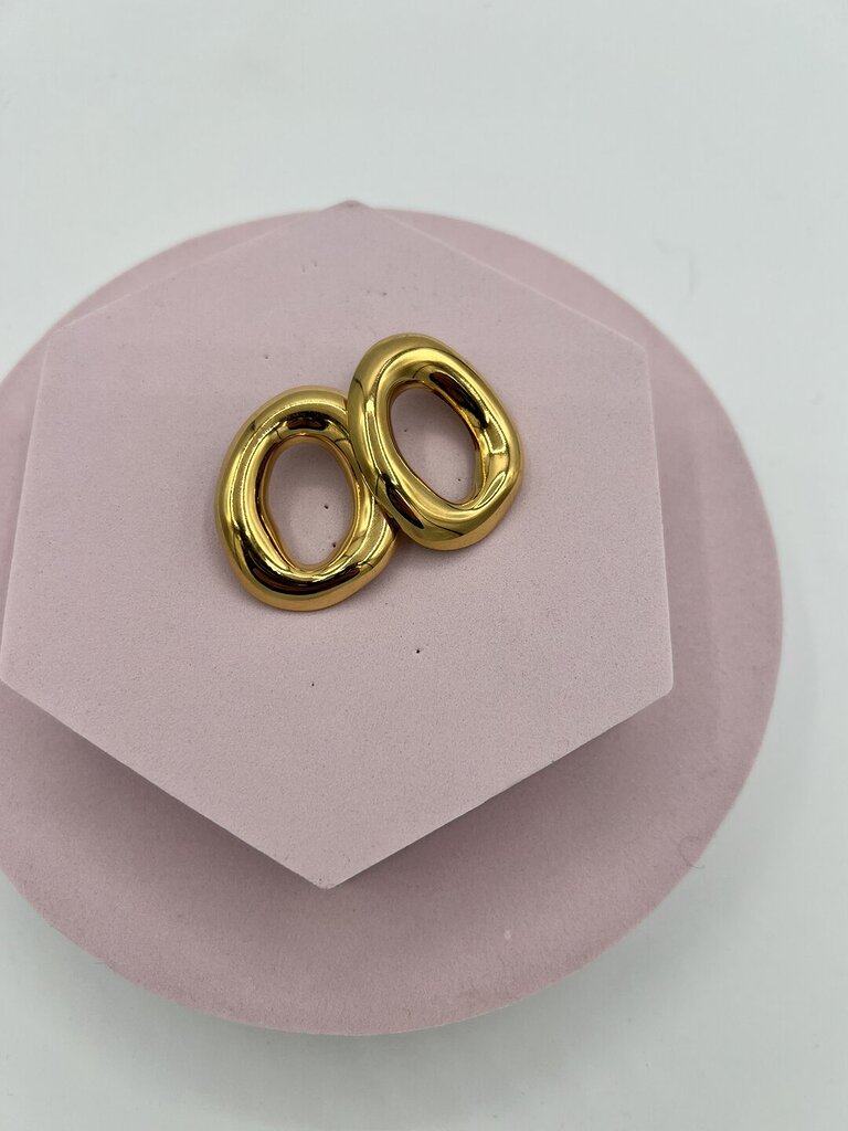 Orecchino ovale vuoto bombato oro 