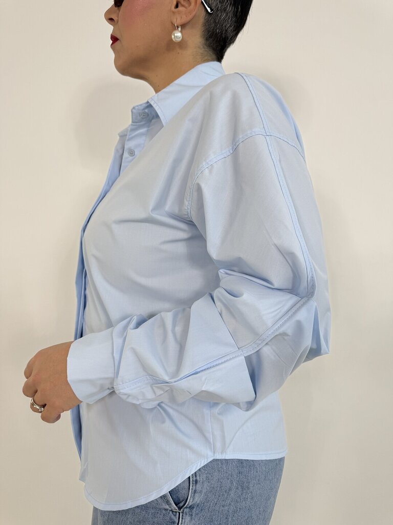 Camicia manica ripresa - Celeste 