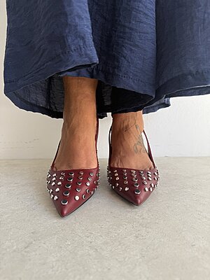 Décolleté Sling bordeaux borchia