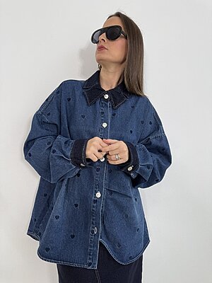 Camicione Cuoricini denim