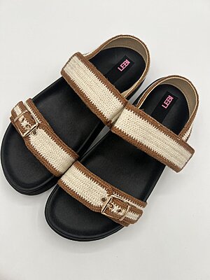 Sandalo strap tessuto bicolor