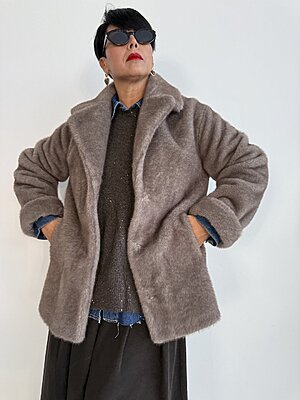 Cappottino midi nocciola eco fur