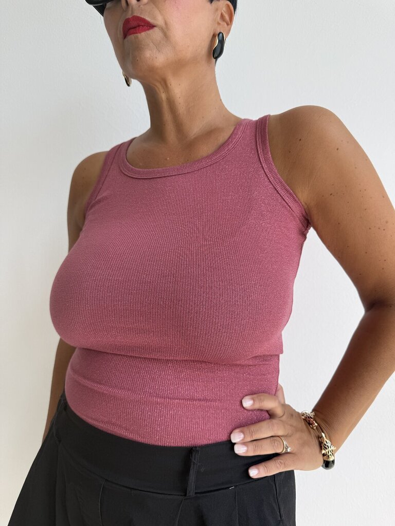 Canotta costa lurex - ROSA DESERTO 