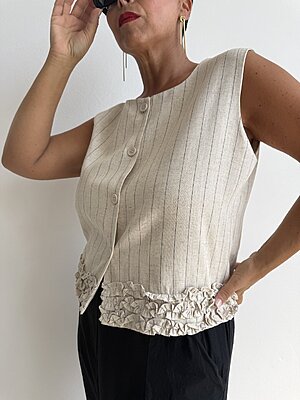 Gilet gessato lino