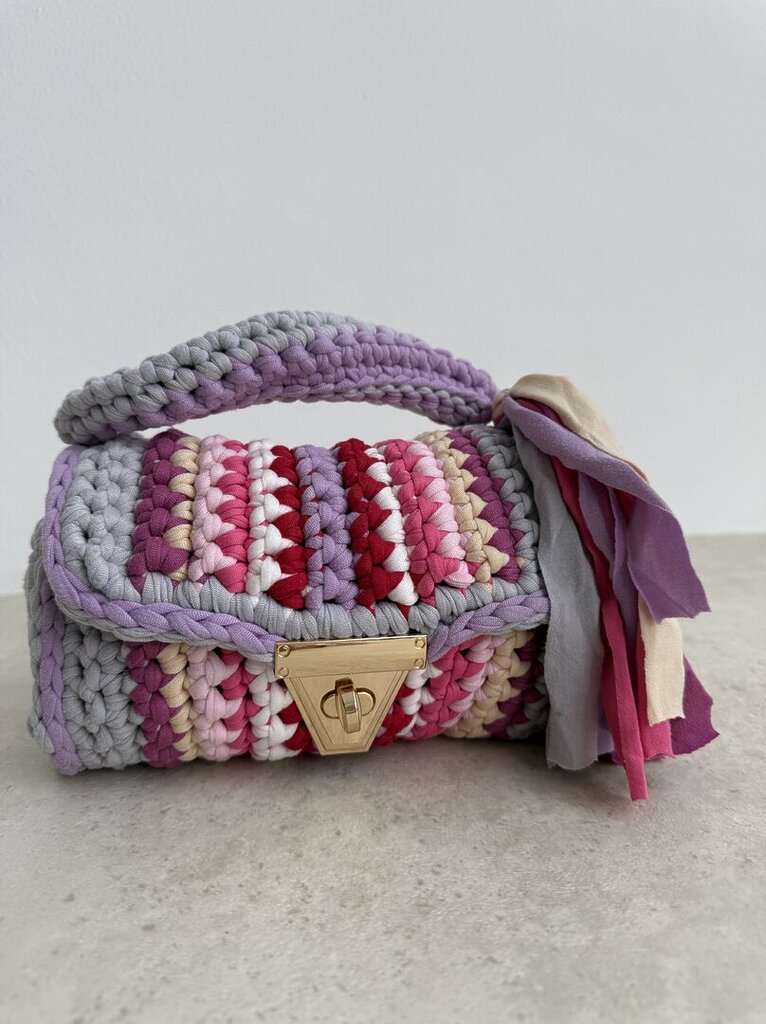 Bag Crochet manico patta lilac/grey 