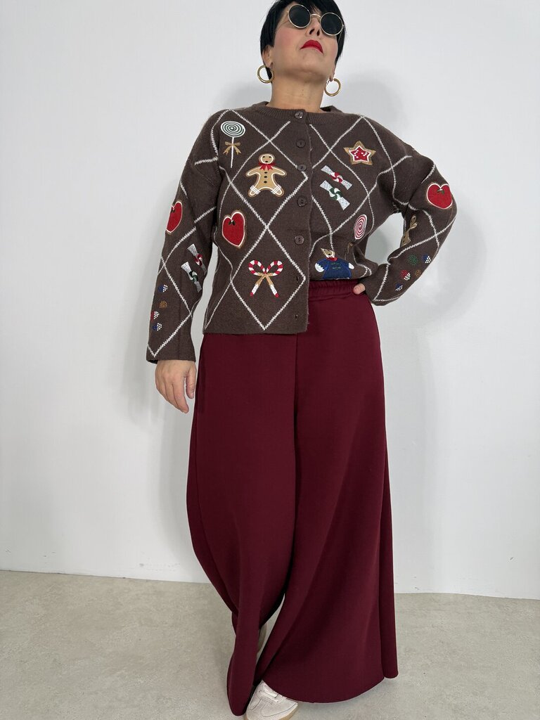 Palazzo Set Jade felpato - Bordeaux 