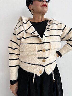 Cardigan bicolore riga