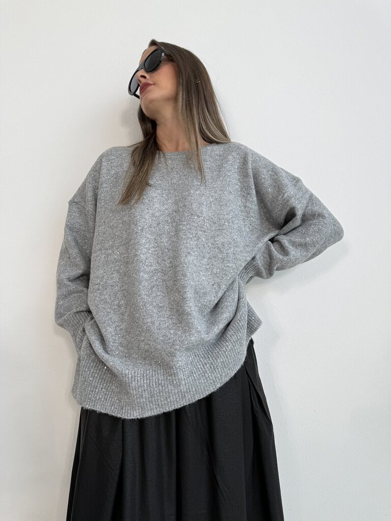 Pull paillettes micro + 𝚌𝚘𝚕𝚘𝚛𝚒 - Grigio 