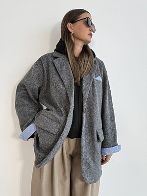 Giacca lana polsino camicia