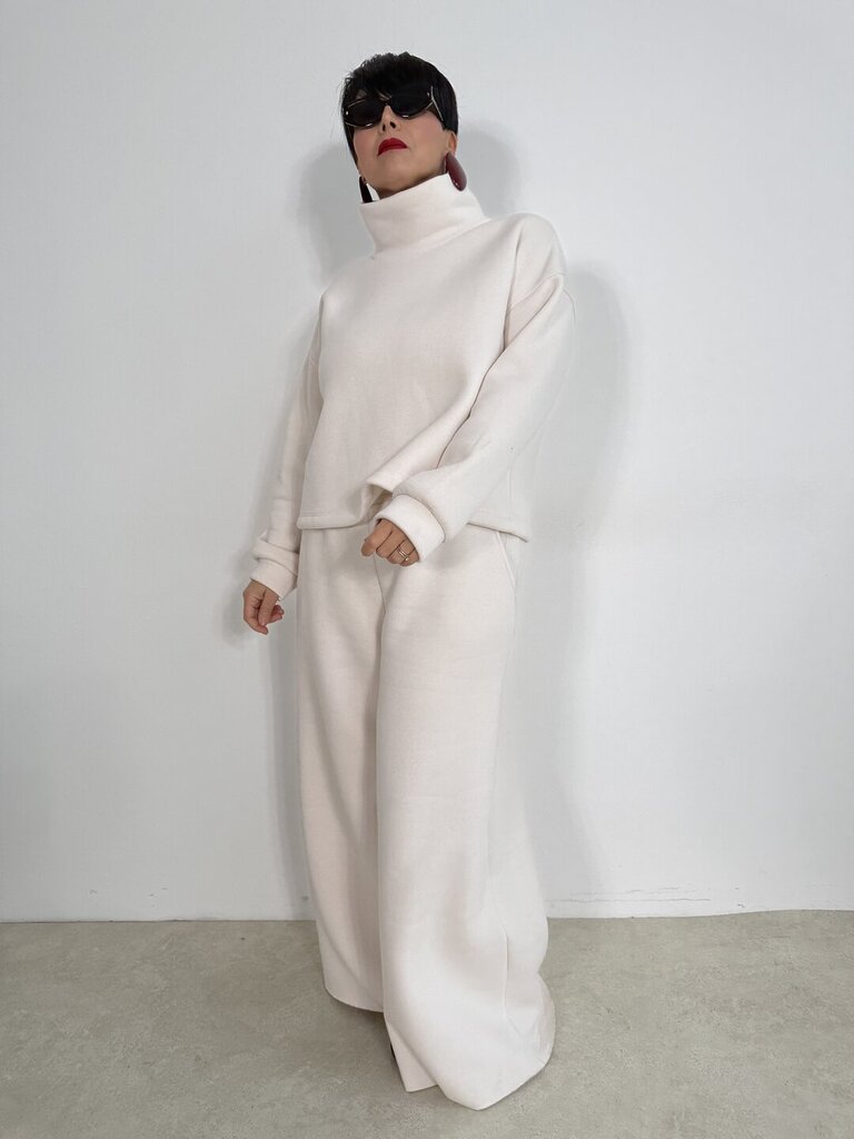 Palazzo Set Jade felpato - panna 