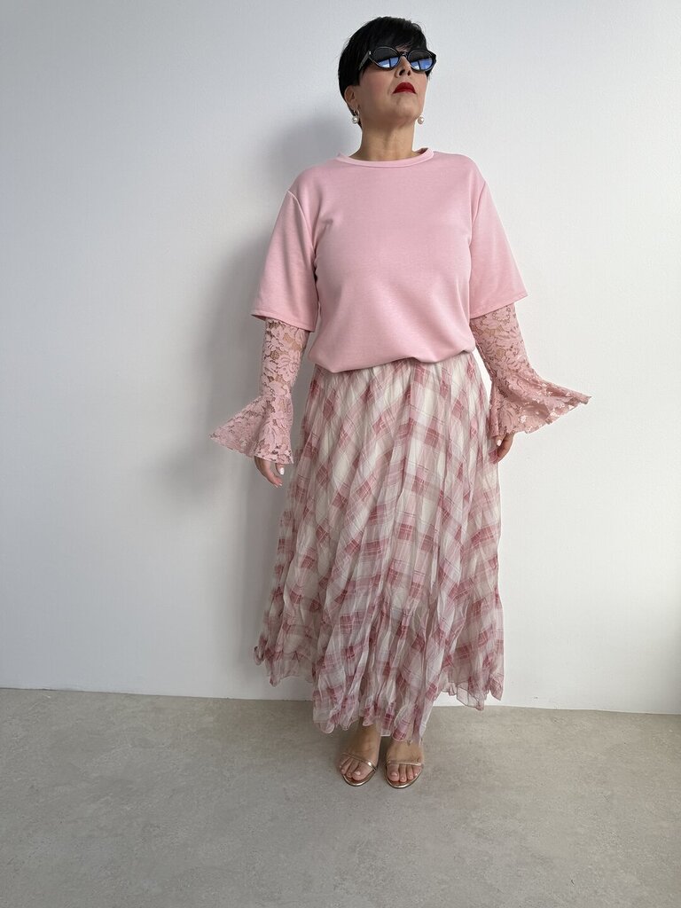 Gonnellone Organza scacco - Rosa 