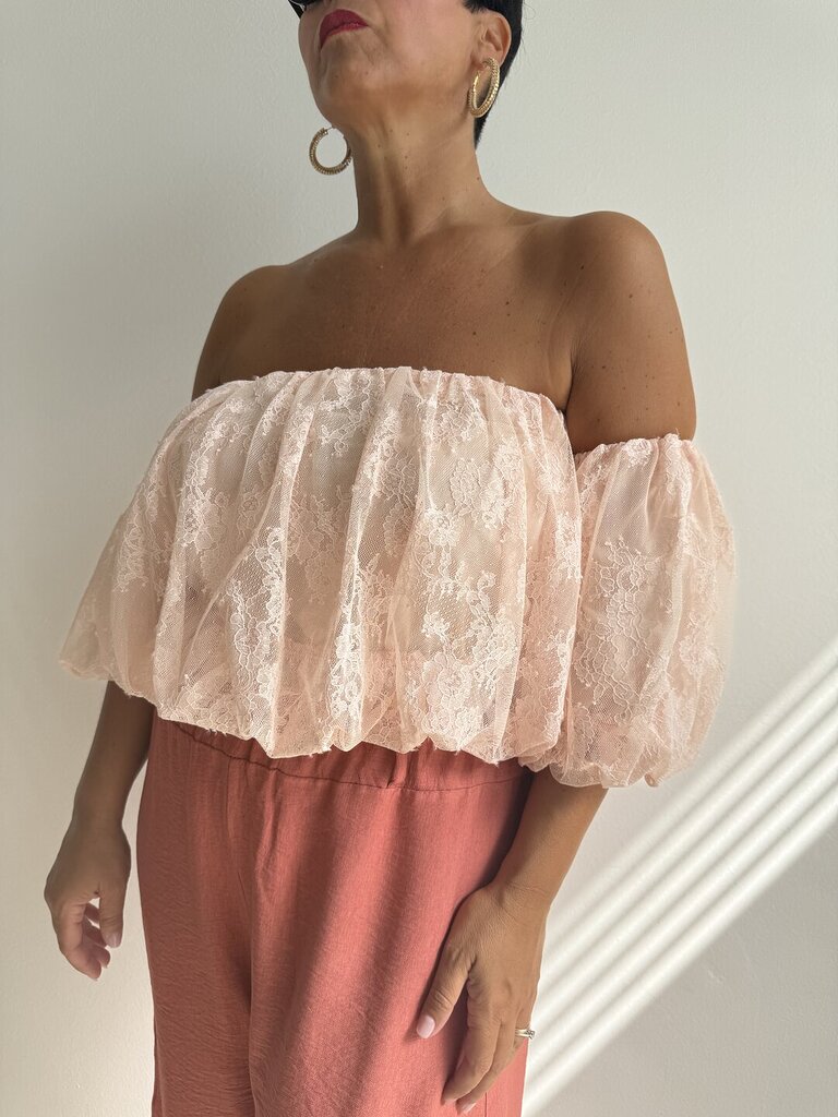 Top pizzo - rosa antico 
