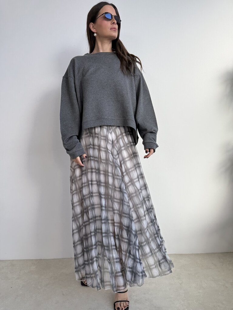 Gonnellone Organza scacco - antracite 