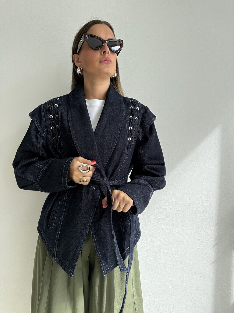 Giacca denim laccetto intrecciato 