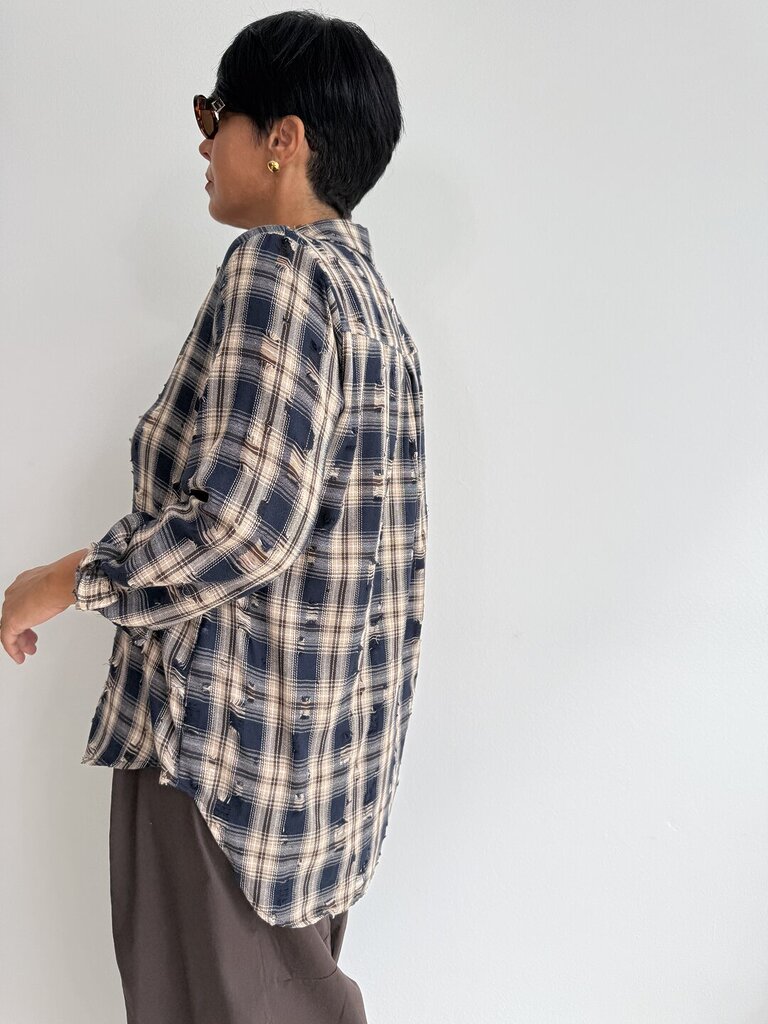 Camicia BORMIO tartan rotture - Blu 