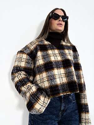Blusa V tartan pelo