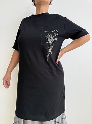 Dress cotton tasca perline