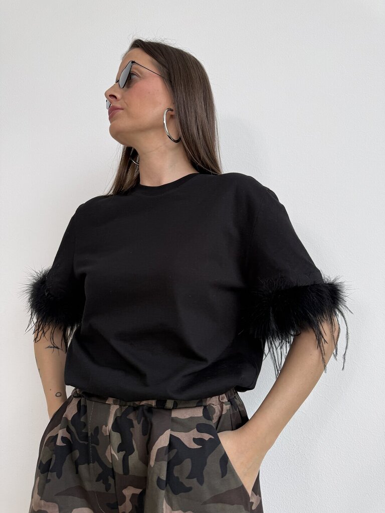 Ts manica piuma struzzo - Nero 