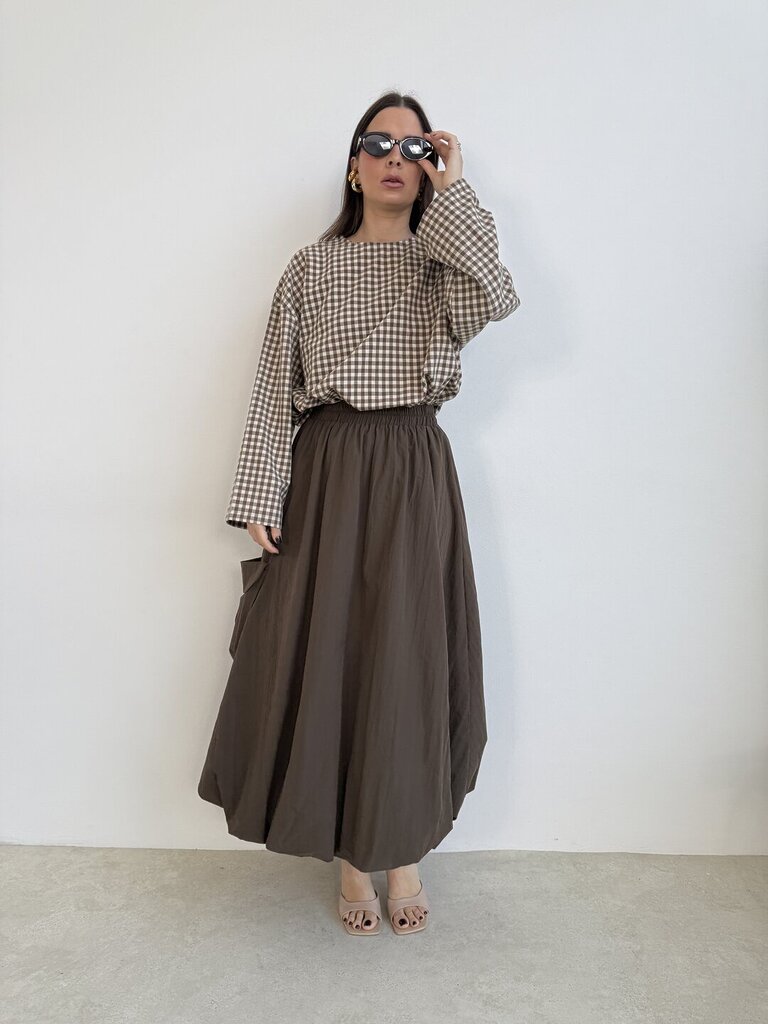 Gonnellone palloncino tasca - fango 