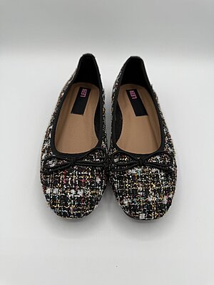 Ballerina tessuto tweed nero