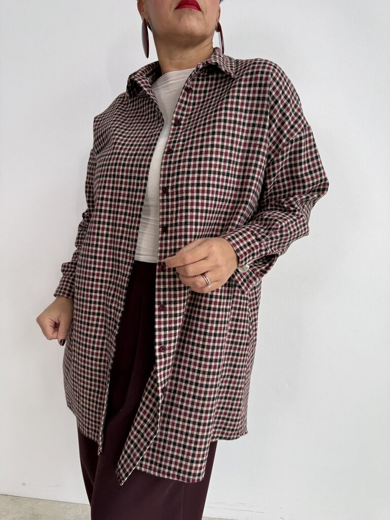 Camicia vichy black bordeaux camel 