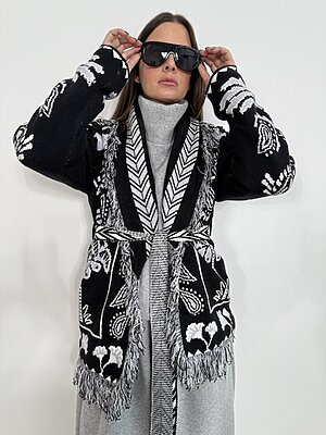 Cardigan Palme Frange