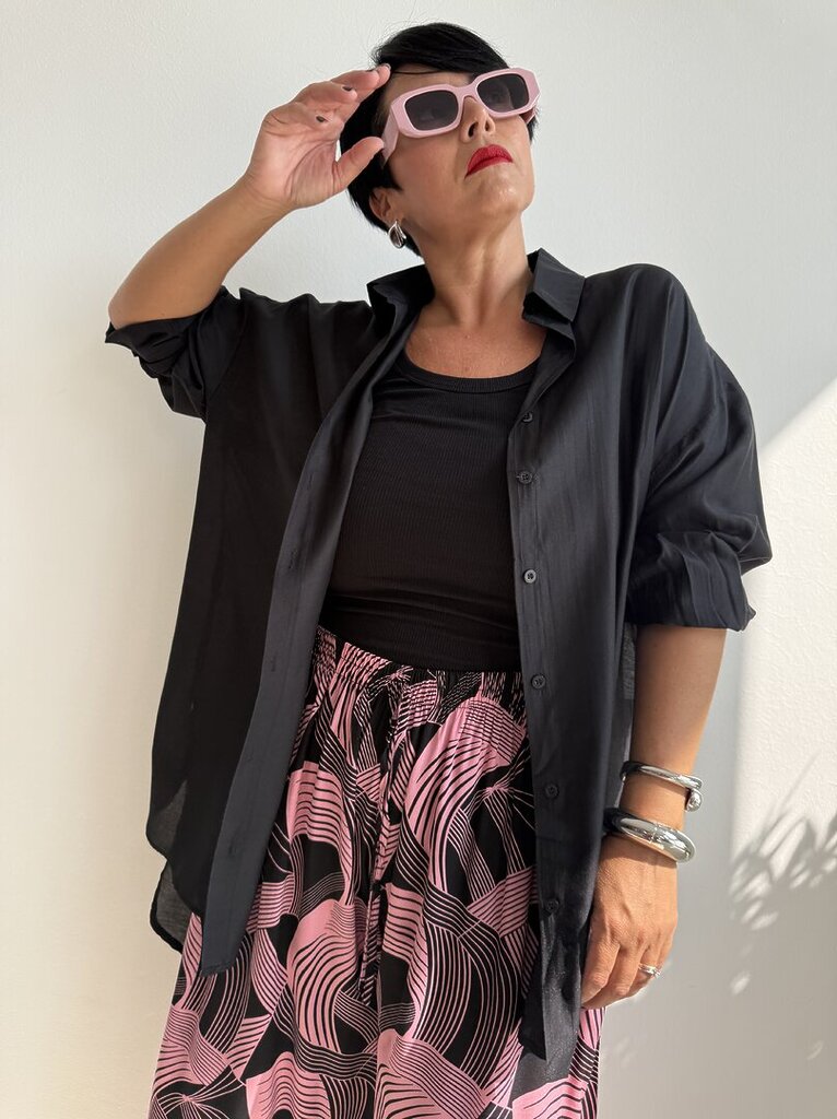 Camicia over velata - Nero 