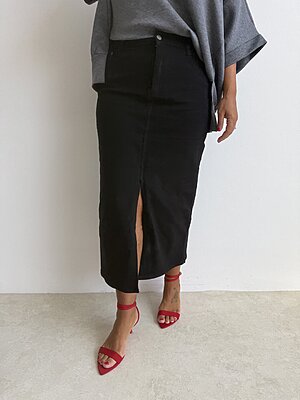 Gonna denim stretch spacco