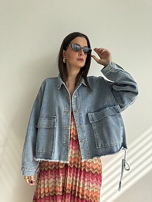 Giubbetto crop denim