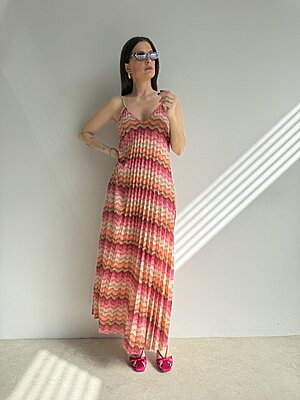 Abito plisse zigzag lurex