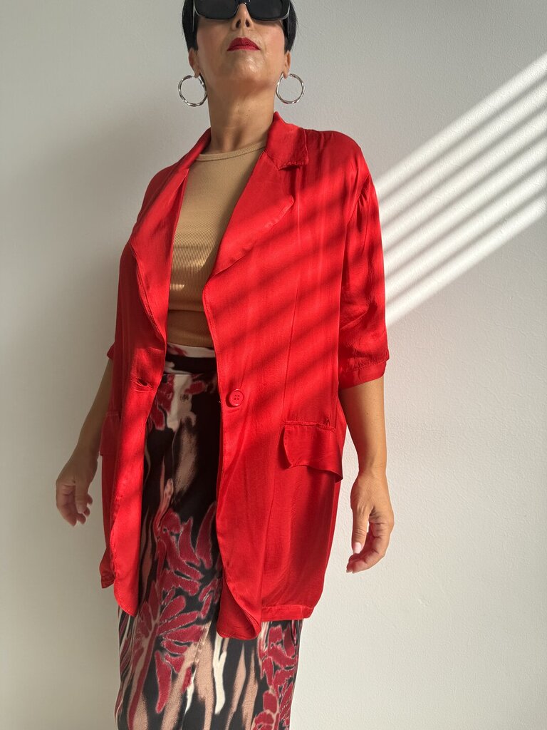 Giacca Enea long satin - Rosso 