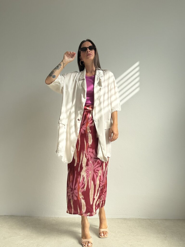 Giacca Enea long satin - ghiaccio 