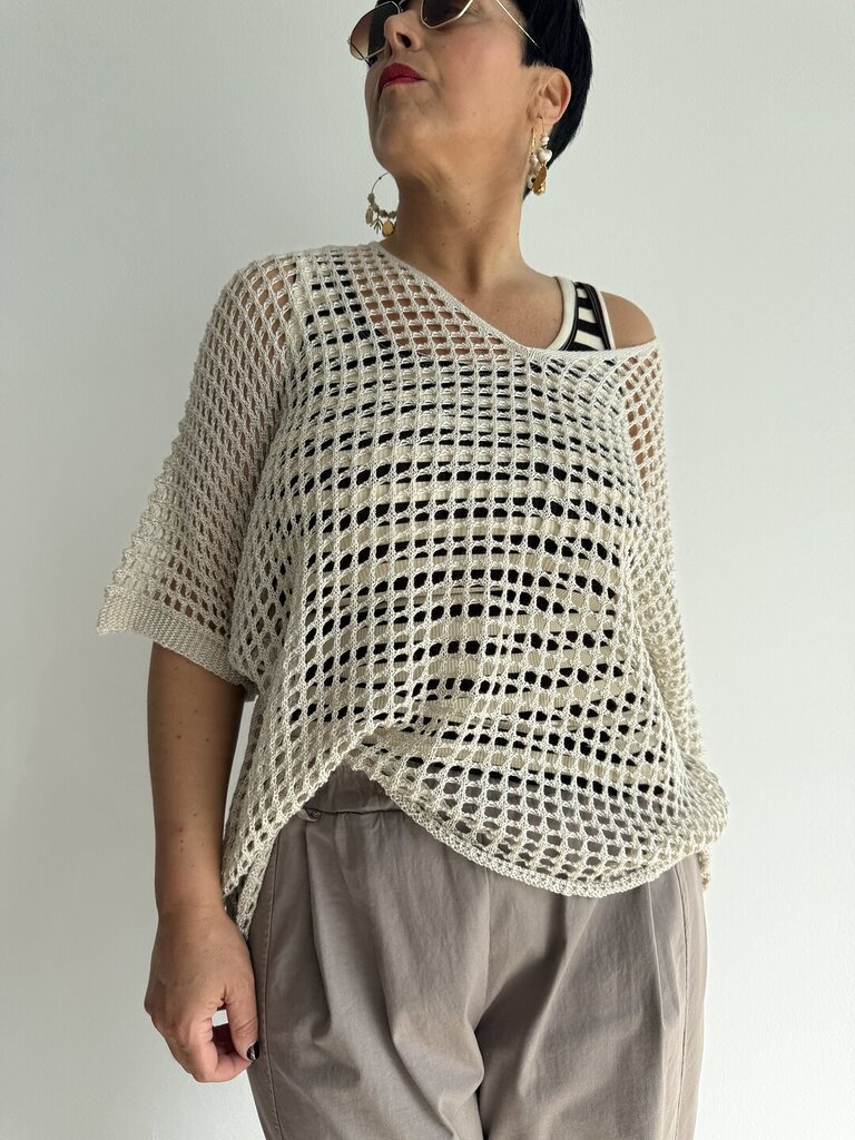 Blusa Lurex traforata - Avorio 