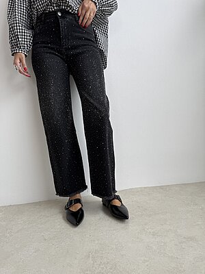 Jeans strass dritto nero
