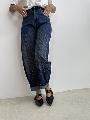 Jeans strass ovetto