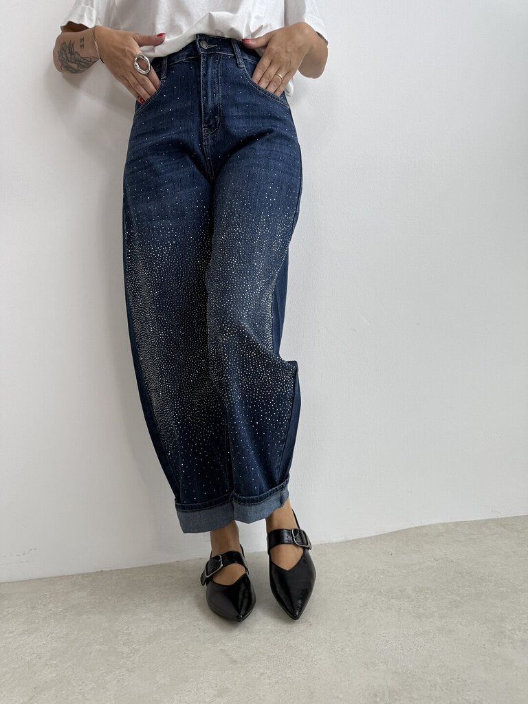 Jeans strass ovetto 